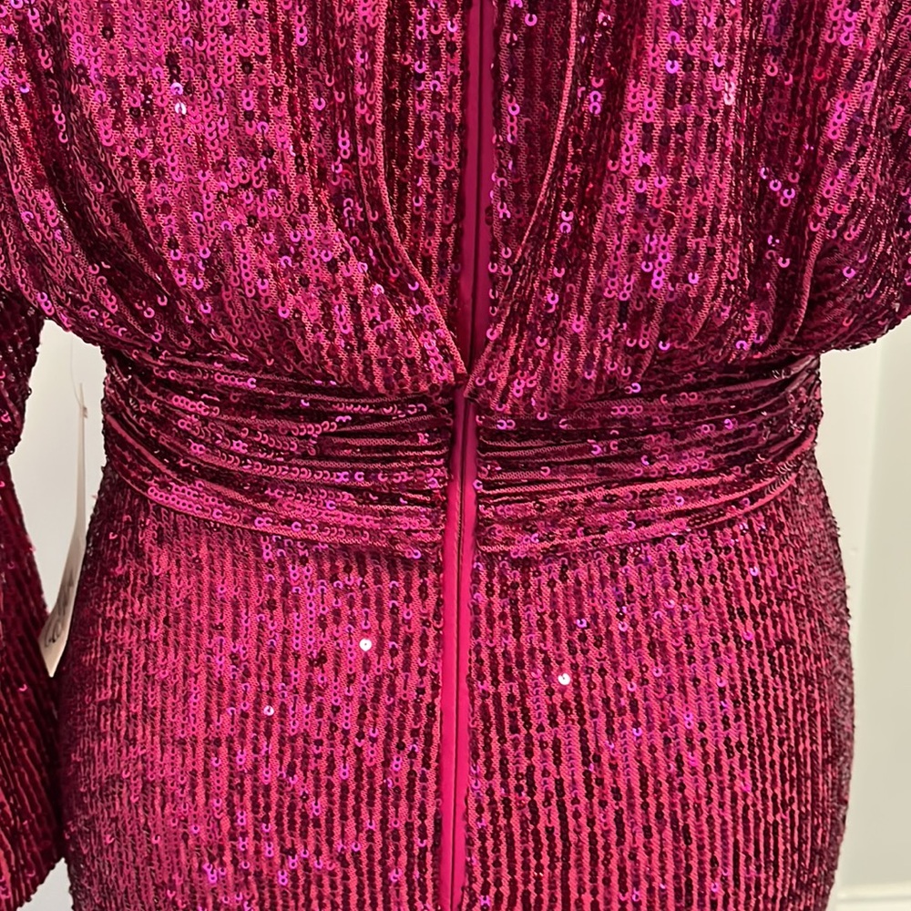 Eliza J Stretch Pink Sequin Draped Tulip Cocktail Dress Size 8 NWT - Picture 8 of 10